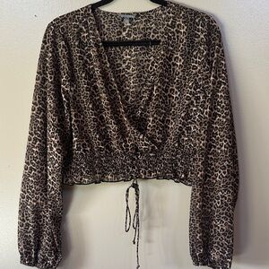 Charlotte Russe Animal Print Wrap Blouse